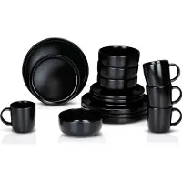 Alpina servies set keramiek - 16 stuks, zwart