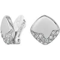 Traveller Clip Oorbellen - Oorclips Dames - Zilverkleurig - Kristallen - Geplatineerd - 13 x 13 mm - 157825