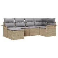 vidaXL Tuinbank Set 6 st Beige poly rattan