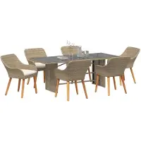 vidaXL Tuinset, 7-delig, beige, polyrotan