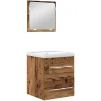 vidaXL Badkamermeubel Set 2 st Oud Hout Bewerkt hout
