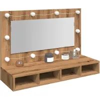 vidaXL Spiegelkast met LED Artisan Eiken 90x31,5x62 cm