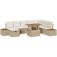 vidaXL Tuinbank Set 9 st Beige poly rattan