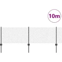 vidaXL gelast draadhek met palen 10 x 0,4 m PVC-Coated Staal Grijs