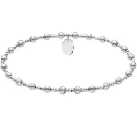 Lucardi - Dames Stalen kralenarmband voor dames - Armband - Staal - Zilverkleurig - 17 cm