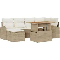 vidaXL Tuinbank Set 7 st beige en crèmekleurig