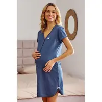 Doctor Nap Katoenen Nachthemd Borstvoeding Zwangerschap TCB.9505 Deep Blue 42 / XL