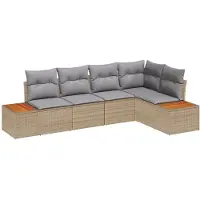 vidaXL Tuinbank Set 5 st 5-Aantal zitplaatsen beige en lichtgrijs