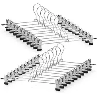 LONGZIMING 20x Broekhangers van Metaal – 30 cm RVS Kledinghangers met Verstelbare Rubber Clips – Ruimtebesparende Kast Organizer voor Broeken, Rokken & Textiel
