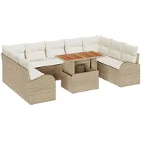 vidaXL Tuinbank Set 10 st beige en crèmekleurig