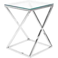 Beliani BEVERLY - Bijzettafel - Zilver - Glas