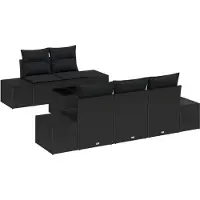 vidaXL Tuinbank Set 6 st Zwart poly rattan