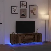 vidaXL Tv-meubel met LED-verlichting 160,5x41x50 cm oud houtkleurig
