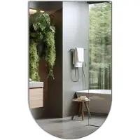 Tulup Badkamerspiegel – Wandspiegel met 45×80 cm afgeschuinde ovale vorm – Stijlvolle spiegel zonder frame – Grote spiegel badkamer – Moderne glazen spiegel – Rechthoekig alternatief