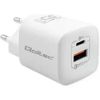 Qoltec 50763 mobile device charger Laptop. Portable gaming console. Power bank. Smartphone. Smartwatch. White AC Fast charging Indoor tablet
