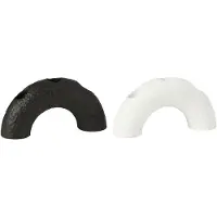 J-Line kandelaar Boog - cement - zwart/wit - 2 stuks