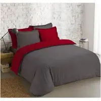 Vision Tweezijdig - Dekbedovertrek - 240x220cm Antraciet/Rood
