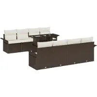 vidaXL Tuinbank Set 9 st Bruin poly rattan