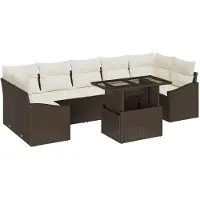 vidaXL Tuinbank Set 8 st Bruin en Crème poly rattan