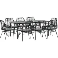 vidaXL 9-delige Tuinset met kussens poly rattan glas zwart