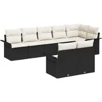 vidaXL Tuinbank Set 8 st Zwart poly rattan