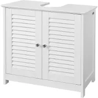 SoBuy Wastafelmeubel - 2 Deuren En 2 Laags - Wit - 60x35x58cm