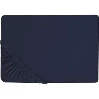 Beliani Hoeslakens, Hoeslaken donkerblauw katoen 160 x 200 cm HOFUF (160 x 200 cm)
