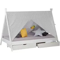 Homestyle4u Kinderbed - 90x200 cm - met 2 Bedkasten - Wit -TIPI