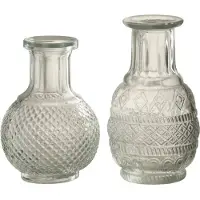 J-Line vaas Soliflore - glas - transparant - set van 2