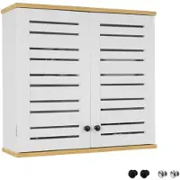 SoBuy Wandkast - Hangkast voor in de Badkamer - Wit - 60x56x19cm - BZR42-W