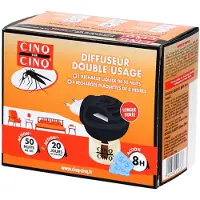 Cinq Sur Cinq Cinq SUR Elektrische muggenverjager voor tweeërlei gebruik: + 4 navullingen van 8-uurspleisters + 1 navulling van vloeistof van 50 nachten voor 30 m3 1 St Apparaat