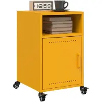 vidaXL Nachtkastjes 2 st 36x39x59 cm staal mosterdgeel