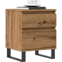 vidaXL Nachtkastje 40x35x50 cm bewerkt hout artisanaal eikenkleur