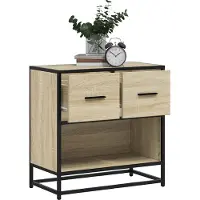 vidaXL Nachtkastje 60x31x60 cm bewerkt hout en metaal sonoma eiken