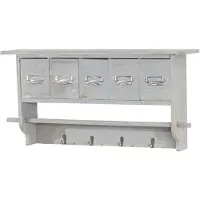 Mendler Garderobe HWC-C49, wandgarderobe, wandplank, vintage stijl met 5 lades, 32x65x13 cm Shabby chic uitstraling, grijs