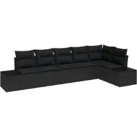 vidaXL Tuinset met 6 zitplaatsen, zwart, van polyrotan