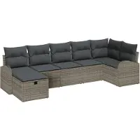 vidaXL Bankstel 7 st Grijs poly rattan