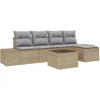 vidaXL Tuinbank Set 5 st Beige en Lichtgrijs poly rattan