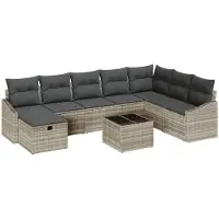 vidaXL Bankstel 9 st poly rattan