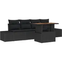 vidaXL Tuinbank Set 5 st Zwart Poly rattan