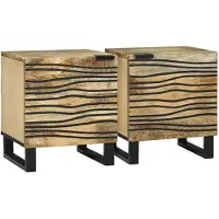 vidaXL Nachtkastje 2 st Naturel 40 x 33 x 46 cm Bewerkt hout