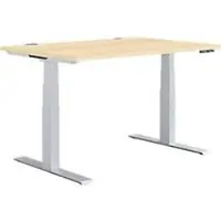Schäfer Shop bureau MODENA FLEX - elektrisch in hoogte verstelbaar - rechthoekig - T-poot - B 1200 x D 800 mm - ahorn/blank aluminium
