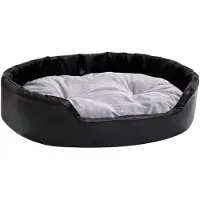 vidaXL Hondenmand 90x79x20 cm pluche en kunstleer zwart en grijs