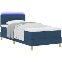vidaXL LED Box Spring Bed met hoofdeinde Blauw 100 x 200 cm Stof