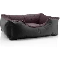 BedDog hondenbed TEDDY, hondenbank, wasbaar hondenbed met rand, hondenkussen, BLACK-FIELD (zwart/bruin), (M), ongeveer 70x55x18 cm
