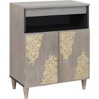 vidaXL Dressoir Grijs en Goud 60 x 33 x 75 cm Massief Mango Hout