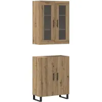 vidaXL Highboard 2 st artisanaal eikenkleurig 69,5 x 34 x 180 cm