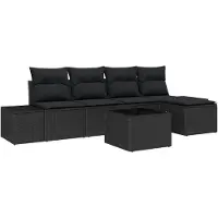 vidaXL Tuinbank Set 5 st Zwart poly rattan