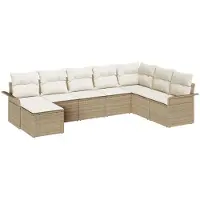 vidaXL Tuinbank Set 8 st Beige poly rattan