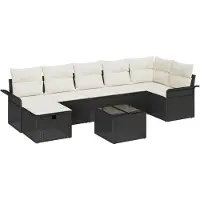 vidaXL Tuinbank Set 8 st Zwart en Crème poly rattan